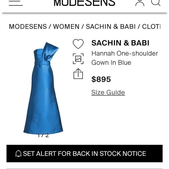 $895 Sachin & Babi Hannah Ash Blue One-Shoulder Satin Gown Maxi Dress Sz 4 - Picture 5 of 16